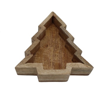 Spetebo Dekoteller Mango Dekoschale Tannenbaum - 24,5 x 21 cm (Packung, 1 tlg), Holz Tischdeko für Weihnachten braun