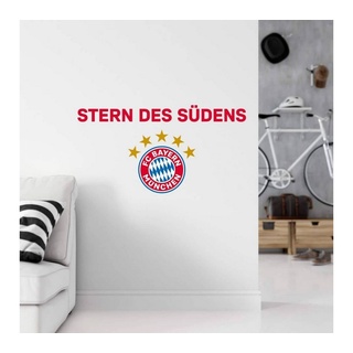 FC Bayern München Wandtattoo Fußball Sticker FCB Logo Stern des Südens Schriftzug ROT, Wandbild selbstklebend, entfernbar rot 80 cm x 700 cm