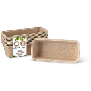 BIOZOYG 750 Stück Backform 20 x 7 x 6 cm Kakaopapier, Rechteckige Kastenformen - Kompostierbare Kuchenform, Backschale, biologisch abbaubar