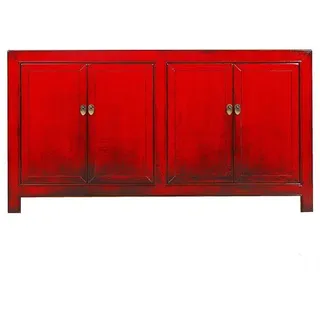 chinesisches Sideboard Fernsehtisch Kommode 4 Türen rot #M-SID-Yd92