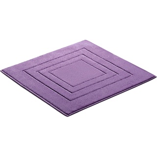 Badematte VOSSEN "Feeling" Badematten Gr. rechteckig (60 cm x 100 cm), 1 St., Baumwolle, lila (malve) Einfarbige Badematten Badteppich, Uni-Farben, mit Bordüre, Hoch-Tief Effekt, reine Baumwolle