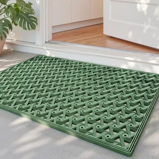DEXI Fußmatte Außen 48,5 x 75 cm, rutschfeste & Wetterfest, Grün | Wasserdicht Schmutzfangmatte mit Drainagelöchern, Robuste Türmatte für Haustür, Eingang, Terrasse & Balkon