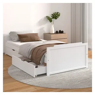 vidaXL Bett Massivholzbett mit Schubladen Weiß Kiefer 90x200 cm weiß