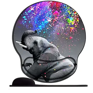 Mauspad mit Gelkissen - 26x23cm - Mousepad Ergonomisches mit Handauflage für schonende Handgelenk Haltung für das Home Office,Arbeiten,Lernen-Junger Elefant ist cool