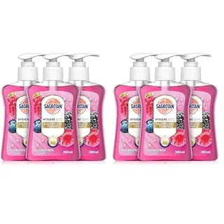 Sagrotan Handseife Brombeere und Waldfrüchte – Hygienische Flüssigseife – 3 x 250 ml Seifenspender (Packung mit 2)