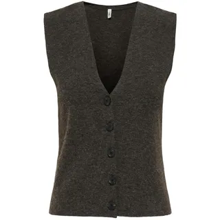 ONLY Damen Weste Braun S | Normal geschnitten fit, Ohne Ärmel, Casual, Bei max. 30 grad im schongang waschen - S