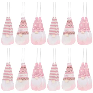 Ciieeo STK Weihnachtspuppe Weihnachtsbaum-anhänger Weihnachtszwerg-anhänger Plüsch-wichtel- Weihnachtsbaum Hängendes Schild Kleine Wichtelfiguren Zwergpuppe Rosa Stoff