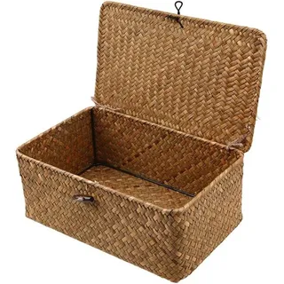 Aufbewahrungsbox Aus Geflochtenem Rattan Mit Deckel – Wäschekorb Aus Seegras – Kosmetik-organizer – Für Bad, Wohnzimmer, Küche