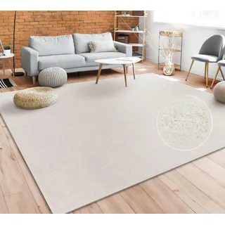 Paco Home Teppich Wohnzimmer Schlafzimmer Esszimmer Kurzflor Moderne Optik Einfarbig Pastell, Grösse:80x150 cm, Farbe:Creme