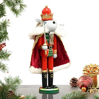 Nussknacker-Dekoration aus Holz, Feiertagsmäus-König-Statue, 30,5 cm, kreative Mäuse, König, Nussknacker, festliche Weihnachtsdekoration für Regale 142/200)