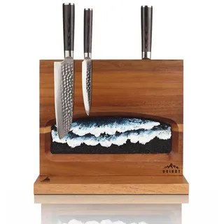LuxusKollektion Magnet-Messerblock Doppel-Magnet-Messerblock Akazienholz Wellen-Design