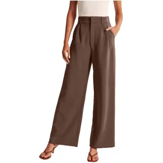 High Waist Hose Damen Schwarze Stoffhose Schöne Bequeme Damenhose Mit 100% Baumwolle Plissee Hüfthose Cargohose Karierte Chino Schwarz Stoffhosen Für Hosenanzug Chinohose Elegant Cargo Palazzo