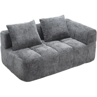 Recamiere 2-sitzer Loungesofa Mit Seitentaschen Und Kissen, Vollpolsterung Für Wolken-komfort, Chenille Grau