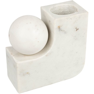 Bloomingville Moderner Marmor-Kerzenhalter mit Kugel, weiße Vase
