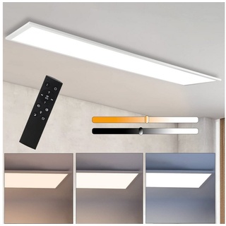 ZMH LED Panel »Dimmbar Panel Deckenlampe 120cm mit Fernbedienung«, Dimmbar, LED fest integriert, Tageslichtweiß, 120x30 cm Deckenpanel Wohnzimmerlampe 3840lm, 48W schwarz|weiß 30 cm x 120 cm