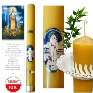 Festivalartikel Bienenwachskerze Bienenwachskerze 40x3 mit Tropfschutz Madonnenmotiv GRATIS (1-tlg)
