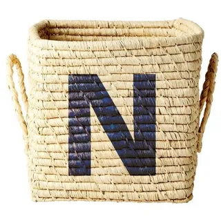 RICE Raffia Buchstaben Korb ABC, L20 x B20 x H20cm, natur, N