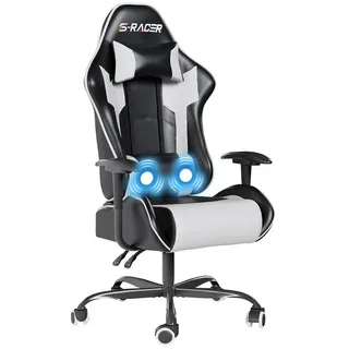 HOMALL Gaming Chair Gaming Stuhl hoher Rückenlehne PC Ergonomischer Rennstuhl mit (Set) weiß