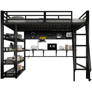 Okwish Hochbett 140 x 200 cm Metall schwarz
