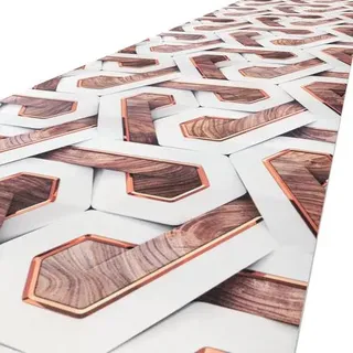 ANRO Küchenläufer TAREK Parkett 3D Illusion Braun 52 x 200 cm bedruckt