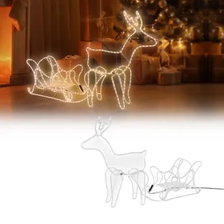 Ecd Germany Led Deko Rentier Mit Schlitten, 504 Leds, Aus Pvc Schlauch, 273x77 Cm, Warmweiß, Innen/außen, Weihnachten Dekoration Figur Beleuchtet Lichtschlauch Weihnachtsbeleuchtung Leuchtfigur
