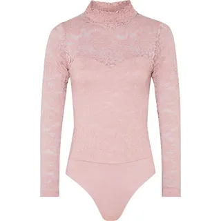 Rosa Trachtenbody FILIZ Spitzenbody, transparent, rückenfrei, Stehkragen mit Rüschen, körperbetont - Rosa - L