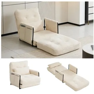 TWSOUL Schlafsofa 3-in-1 Schlafsessel mit Bettfunktion,5-fach verstellbare Rückenlehne, mit Armlehnen & Seitentaschen, platzsparender Schlafsessel,Beige beige