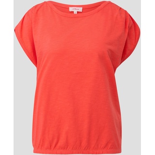 s.Oliver - T-Shirt mit gerafften Ärmeln, Damen, Orange, 40