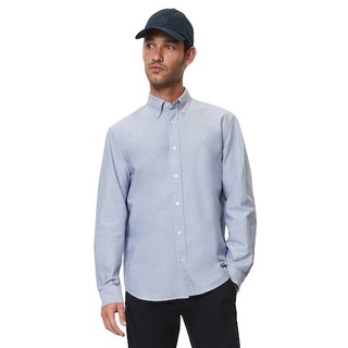 Langarmhemd »Button down collar, long sleeves, round hem«, mit dezenter Logostickerei auf der Brust, Gr. L - N-Gr, multi/cool cobalt, , 56166555-L N-Gr