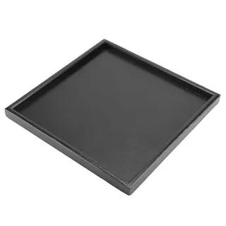 Msiud Tablett Schwarz Rechteckig, Servier Rutschfestes Holz Dekotablett Deko Badezimmer Eckiges Frühstückstablett für Tee Speisen Getränke Küchenutensilien Restaurants Bars (30 x 30cm)