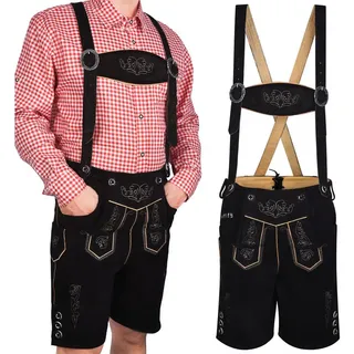 Trachtify Trachtenlederhose kurze Trachtenhose Herren Antik Deluxe Lederhose schwarz 48