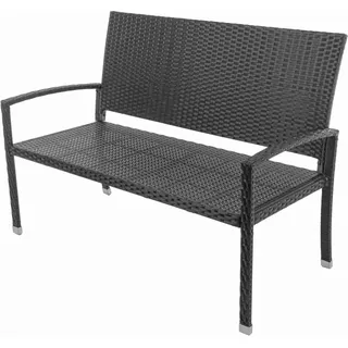 Practixx Gartenbank 2-Sitzer Wetterfest | Rattan Sitzbank UV-Beständig bis 250kg belastbar | Balkon Bank 122x57x87cm Garten-Möbel für Balkon & Terrasse | 2 Personen | Anthrazit mit Rücken- & Armlehnen