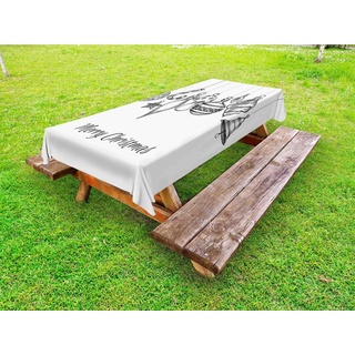 Abakuhaus Tischdecke dekorative waschbare Picknick-Tischdecke, Weihnachten Flüchtiges Ornament schwarz|weiß 145 cm x 265 cm