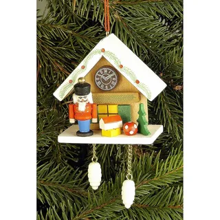 Christian Ulbricht Dekohänger Christbaumschmuck Kuckucksuhr braun mit (6,7x6,3cm) Nussknacker von C