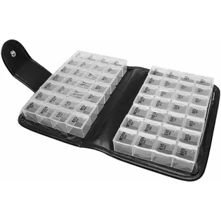 Große Tablettenbox 14 Tage Morgens Mittags Abends, Leder Tragbare BPA Frei Tablettenbox 3 Fächer Pillendose Medikamentenbox Taschenapotheke perfekt für Unterwegs für Medikamente, Vitamine, Fischöl