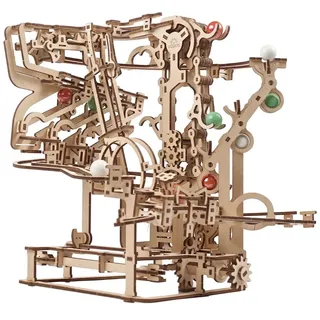 UGEARS Ligna Arts Mechanisches Holzpuzzle 3D Holz Bausatz Murmel-Kettenbahn