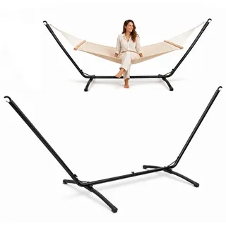 AMANKA Hängemattengestell 310 cm aus Stahl - 2 Personen Gestell für Stabhängematten bis 120 cm, Hängemattenständer bis 120 kg - Metallgestell für Garten und Terrasse schwarz