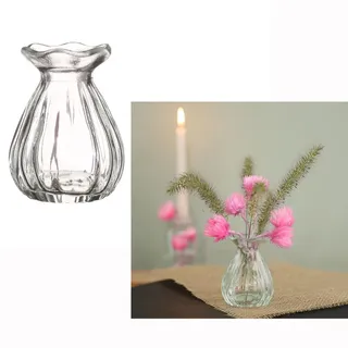 12 x Vasen aus Glas für eine stilvolle Tischdeko - Glasvasen Hochzeit - Blumenvase Vintage - Tischvase für Festlichkeiten - Kleine preiswerte Vas... - Weiß