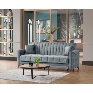 gowoll 3-Sitzer Sofa mit Schlaffunktion und Stauraum Schlafsessel Gästebett grau