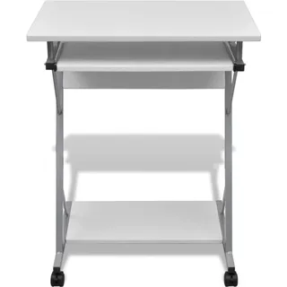 vidaXL Computertisch Computerwagen PC Tisch Bürotisch Laptop auf Rollen weiß