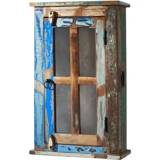 Famanu Wandregal Vintage aus recyceltem Massivholz - Mehrfarbig