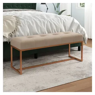 furnicato Truhenbank Sitzbank 110 x 36 x 45 cm Beige, Schaumstoffgepolsterte Bettbank mit weichem Samtbezug für dein Heim beige|braun