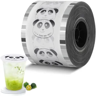 MXBAOHENG 2400 Stück Tassenversiegelungsfolie mit Panda 90-95MM Versiegelungsfolie bubbletea PP Plastikbecher Spezielle Versiegelungsfolie für Getränkegeschäfte für Saft Tee Kaffee