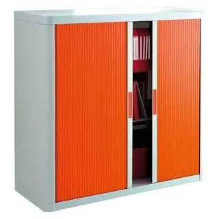 easyOffice Rollladenschrank Metall / Kunststoff, abschließbar, 110 x 104 x 41,5cm (B/H/T), orange
