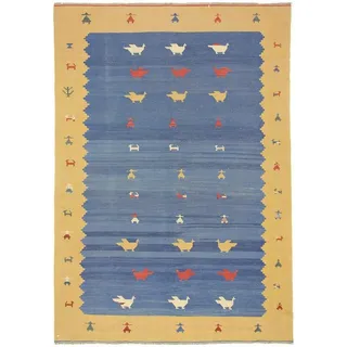 Nain Trading Orientteppich Perser Kelim Fars Azerbaijan Antik 298x211 Handgewebt Orientteppich, Höhe: 0.4 mm blau|rosa