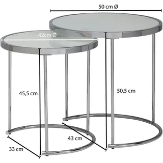 Wohnling Beistelltisch Rund Ø 50/42 cm Silbern 50 x 50 x 50 cm