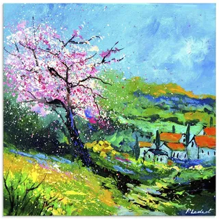 ARTland Glasbild Spring landscape Größe: 40x40 cm - Grün