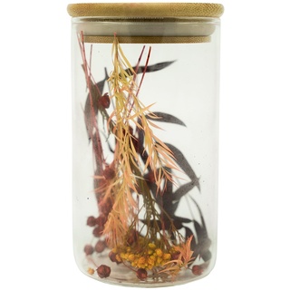 HEITMANN DECO Trockenblumen in Glasglocke, Natur/gelb/rot, 11,5x11,5x17 cm