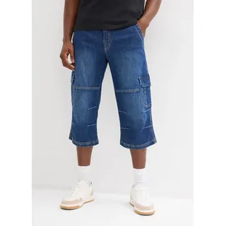 bonprix 3/4-Jeans regular fit, mit Elasthan-Anteil, mit Ziernähten, mit Waschung blau 60