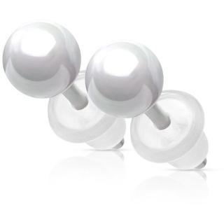BUNGSA Ohrring-Set Kugel-Ohrstecker 6mm aus Keramik Damen (1 Paar (2 Stück), 2-tlg), Ohrschmuck Ohrringe weiß Weiß
